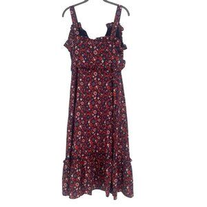 Never A Wallflower Size M Blue Red Floral Midi Dress Cotton NWT TUCKERNUCK